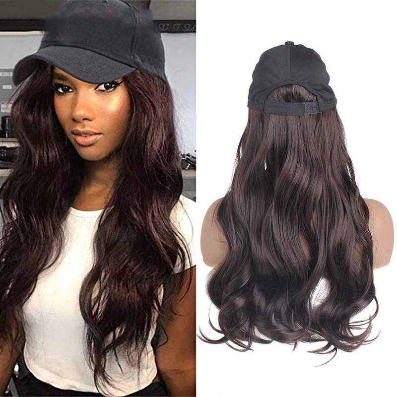 Natural Wave Hair Black Hat Attached - Hassel Free - Trendycomfy