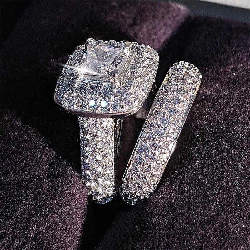 Trendy Luxury 925 Sterling Silver Ring Set - Trendycomfy